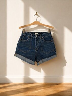 NEW Bluivy 100% Cotton Denim Western Cuffed Button Fly Shorts